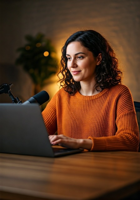 Podcasterin macht Live-Demo